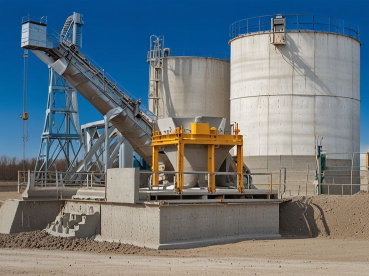 Automated concrete batching plant with smart sensors and precision mixing technology in operation